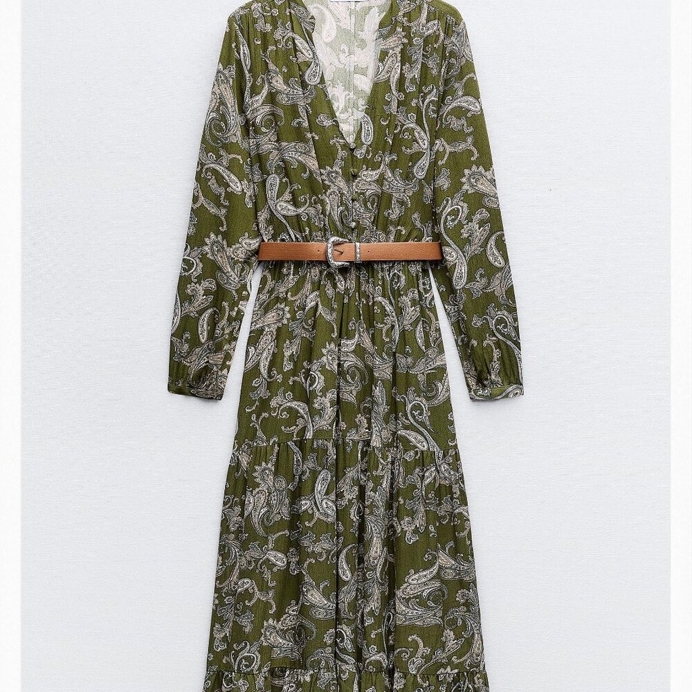 Zara belted maxi dress size M